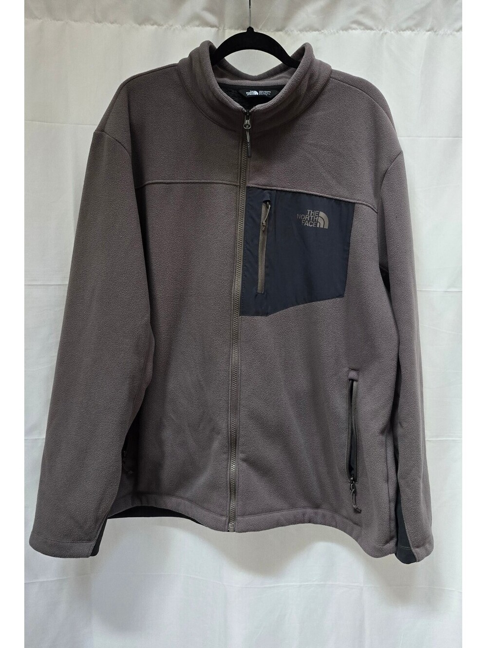 The North Face Men’s XXL Gray Full Zip Fleece Jacket Zip Pockets Outdoor